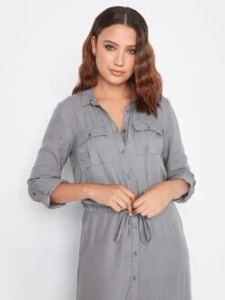 Long Tall Sally Grey Utility Shirt Dress -RIVE IS Clothing Shop VPXY6 SQ4 0000000005 GREY MDd