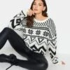 Long Tall Sally Ivory Snowflake Fairisle Jumper