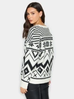 Long Tall Sally Ivory Snowflake Fairisle Jumper -RIVE IS Clothing Shop VPXY8 SQ2 0000000067 CREAM MDb