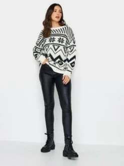 Long Tall Sally Ivory Snowflake Fairisle Jumper -RIVE IS Clothing Shop VPXY8 SQ3 0000000067 CREAM MDo