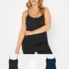 Yours 3 Pack Cami Vest. Black/White/Navy -RIVE IS Clothing Shop VPZ62 SQ1 0000000004 BLACK MDf