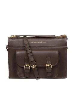 Pure Luxuries London Monica Hot Fudge Nappa Leather Cross Body Bag