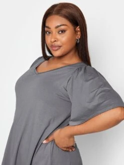 Yours V Neck V/E Angel Sleeve Top Grey -RIVE IS Clothing Shop VPZB1 SQ4 0000000005 GREY MDd