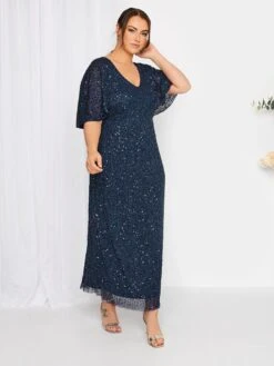 Yours Luxe Aoe V Neck Angel Slv Maxi - Blue -RIVE IS Clothing Shop VPZEK SQ3 0000000020 BLUE MDo