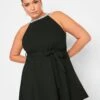 Yours Diamante Choker Peplum Top - Black