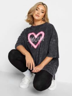 Yours Boxy Tee Grey Wash A'more Print -RIVE IS Clothing Shop VPZG2 SQ4 0000000005 GREY MDd