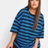 Yours Boxy Tee Blue/black Stripe