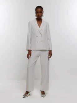 River Island Elasticated Wide Leg Trouser - Grey -RIVE IS Clothing Shop VQ3EI SQ3 0000000005 GREY MDo