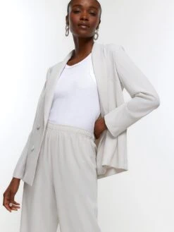 River Island Elasticated Wide Leg Trouser - Grey -RIVE IS Clothing Shop VQ3EI SQ4 0000000005 GREY MDd