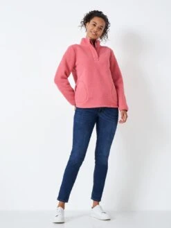 Crew Clothing Button Neck Fleece Sweat - Pink -RIVE IS Clothing Shop VQ8FW SQ4 0000000063 PINK MDd