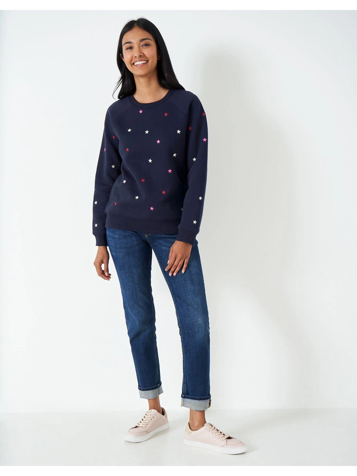 Crew Clothing All Over Star Embroidered Sweat - Navy 6 Crew Clothing All Over Star Embroidered Sweat - Navy - Image 4