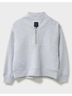 Crew Clothing Curved Collar Funnel Zip Sweat - Grey -RIVE IS Clothing Shop VQ8I7 SQ3 0000000005 GREY MDo