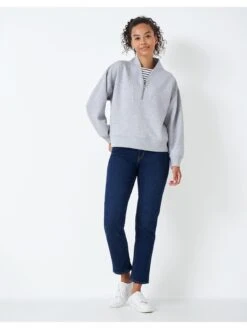 Crew Clothing Curved Collar Funnel Zip Sweat - Grey -RIVE IS Clothing Shop VQ8I7 SQ4 0000000005 GREY MDd