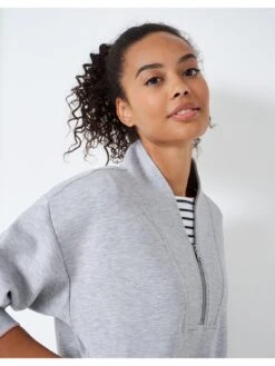 Crew Clothing Curved Collar Funnel Zip Sweat - Grey -RIVE IS Clothing Shop VQ8I7 SQ5 0000000005 GREY MDd1