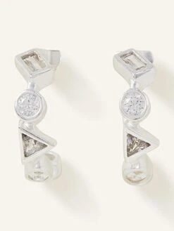 Accessorize Sterling Silver-Plated Celestial Cluster Hoops