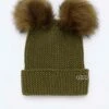River Island Double Pom Pom Beanie - Khaki