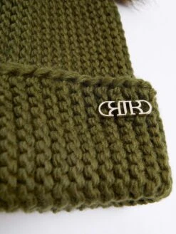 River Island Double Pom Pom Beanie - Khaki -RIVE IS Clothing Shop VQCGW SQ4 0000000047 GREEN SLd1