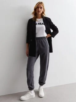New Look Dark Grey Acid Wash Cuffed Joggers