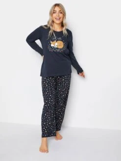 M&Co Good Night Fox Long Sleeve Wide Leg Pj Set -RIVE IS Clothing Shop VQGTW SQ3 0000000020 BLUE MDo