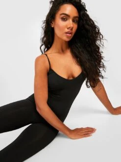 Boohoo Seamless Ribbed Unitard - Black -RIVE IS Clothing Shop VQGW5 SQ4 0000000004 BLACK MDd