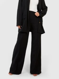 Boohoo Crepe Wide Leg Trousers - Black -RIVE IS Clothing Shop VQGY0 SQ4 0000000004 BLACK MDd