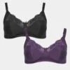 Yours 2pk Cotton Lace Non Wire Non Pad Bra -RIVE IS Clothing Shop VQJ3Q SQ1 0000000039 PURPLE MDf