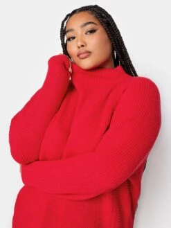 Yours Mixed Rib Jumper Racing Red -RIVE IS Clothing Shop VQJ49 SQ4 0000000017 RED MDd