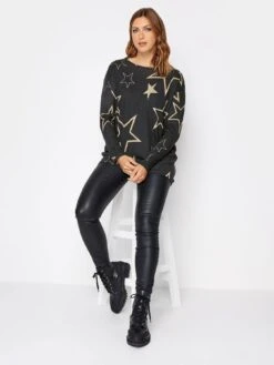 Long Tall Sally Black Aop Star Jumper -RIVE IS Clothing Shop VQJ5Z SQ3 0000000004 BLACK MDo