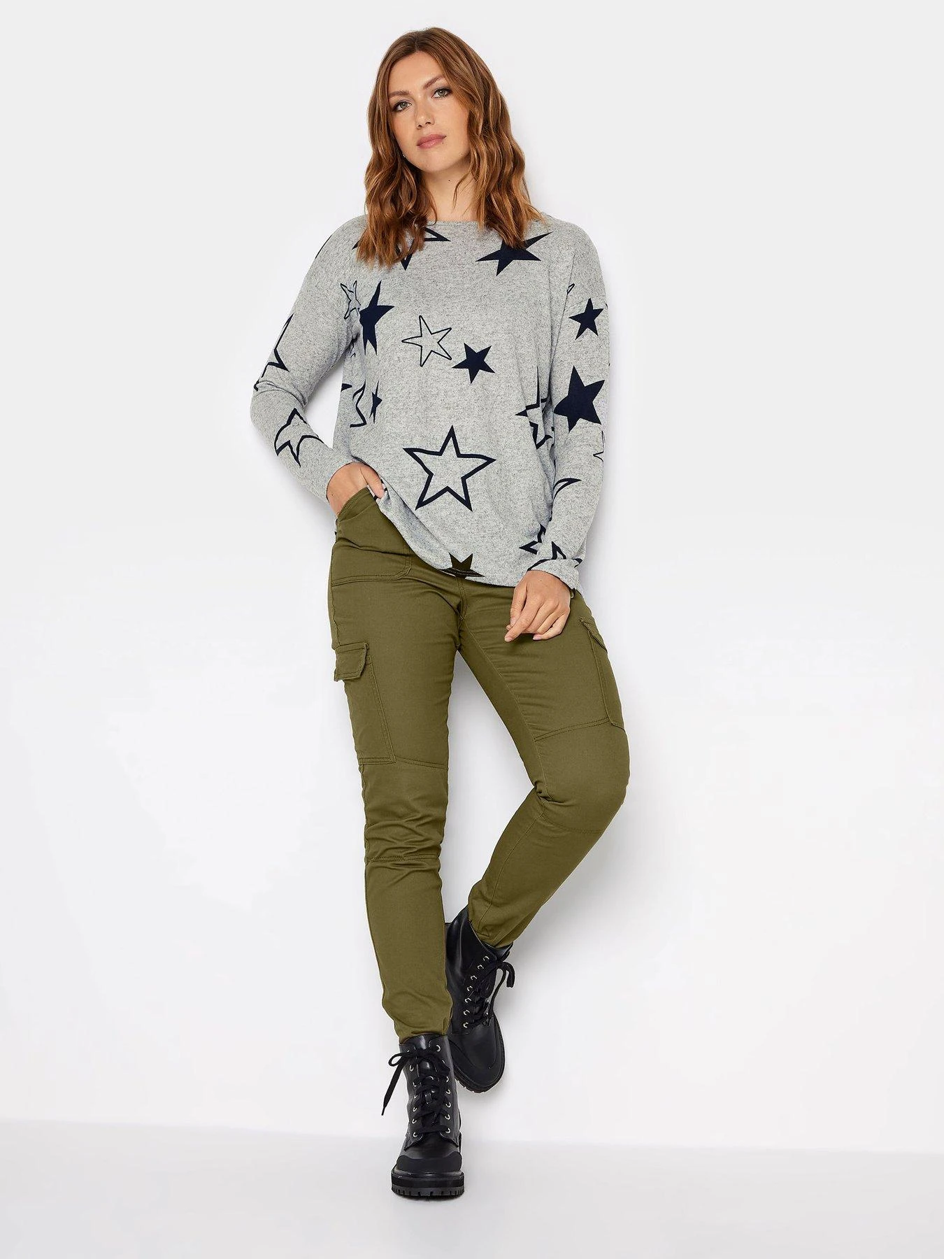 Long Tall Sally Grey Aop Star Jumper 5 Long Tall Sally Grey Aop Star Jumper - Image 3
