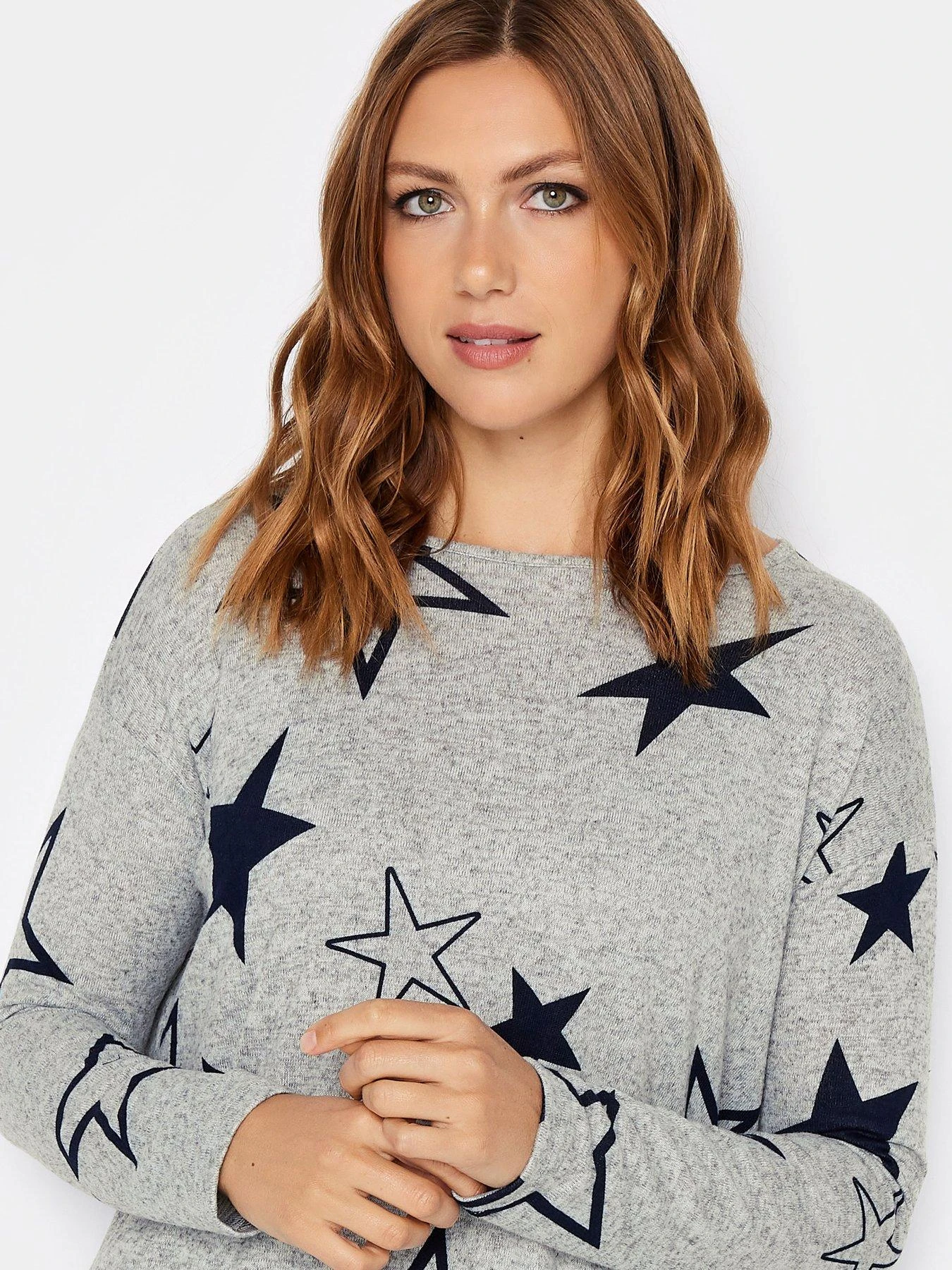 Long Tall Sally Grey Aop Star Jumper 6 Long Tall Sally Grey Aop Star Jumper - Image 4