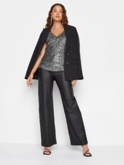 Long Tall Sally Sliver Sequin Swing Vest Top - Silver -RIVE IS Clothing Shop VQJ75 SQ3 0000000035 SILVER MDo