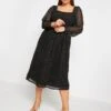 Yours Metallic Spot Shirred Dress -RIVE IS Clothing Shop VQJ83 SQ1 0000000004 BLACK MDf