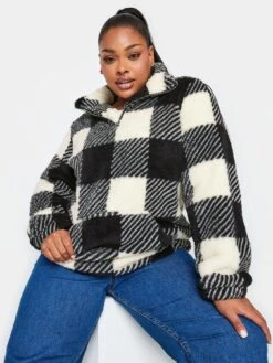 Yours Half Zip Fleece Cream Check -RIVE IS Clothing Shop VQJ8A SQ4 0000000004 BLACK MDd