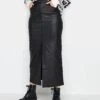 Long Tall Sally Black Coated Midi Skirt