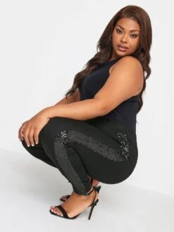 Yours Ponte Sequin Stripe Legging -RIVE IS Clothing Shop VQJCQ SQ4 0000000004 BLACK MDd