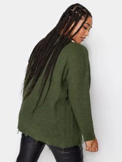 Yours Fashion Distressed Jumper Khaki -RIVE IS Clothing Shop VQJD9 SQ2 0000000047 GREEN MDb