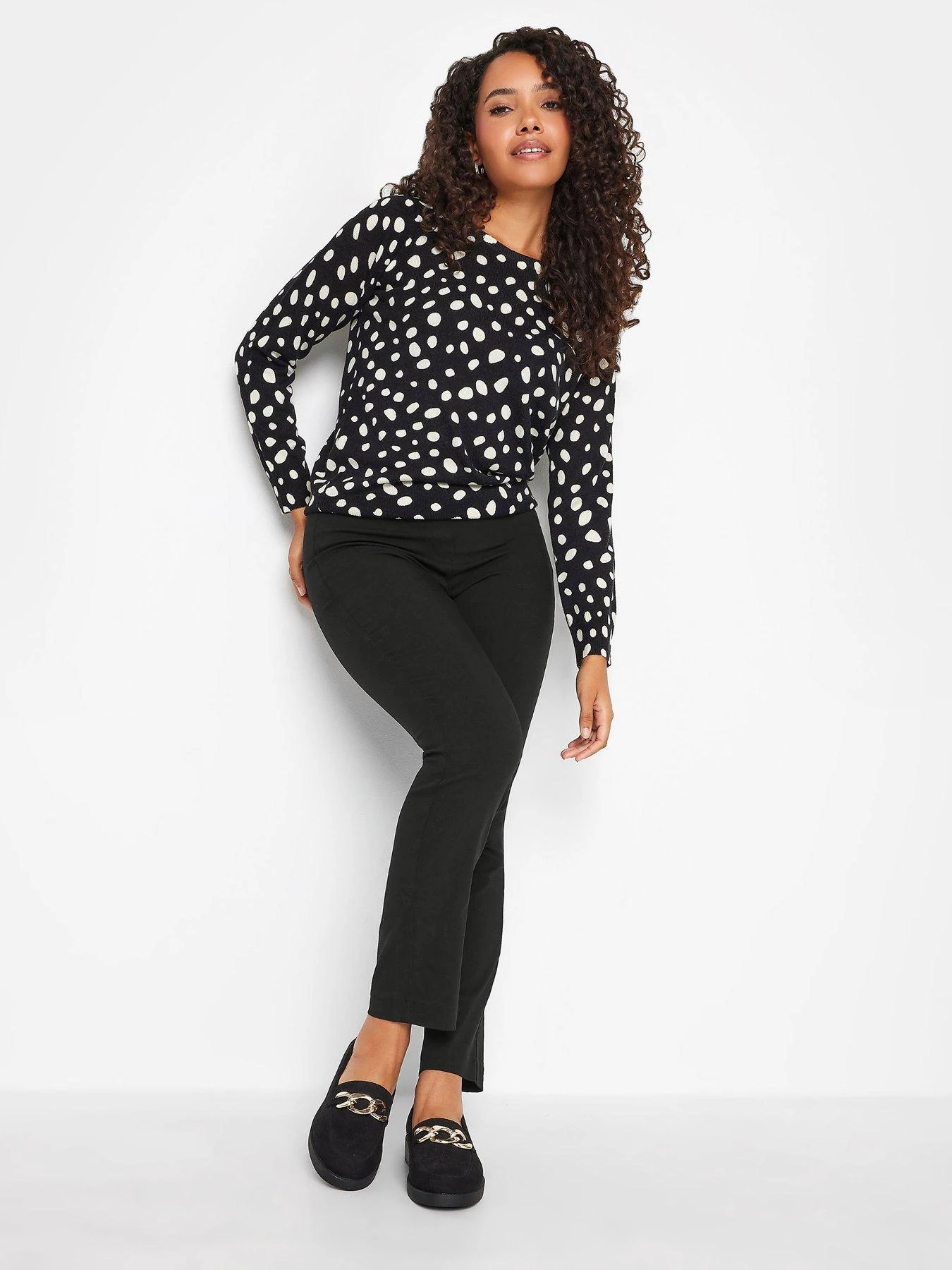 M&Co Black Straight Leg Bengaline Trouser 4 M&Co Black Straight Leg Bengaline Trouser - Image 2