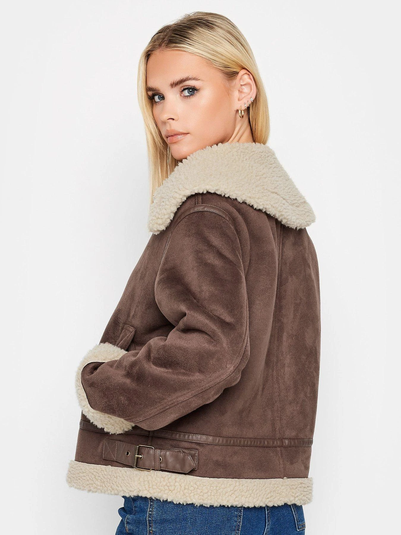 PixieGirl Petite Aviator Jacket - Brown 4 PixieGirl Petite Aviator Jacket - Brown - Image 2