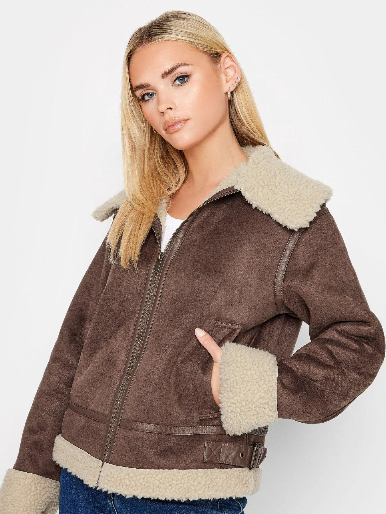 PixieGirl Petite Aviator Jacket - Brown 6 PixieGirl Petite Aviator Jacket - Brown - Image 4