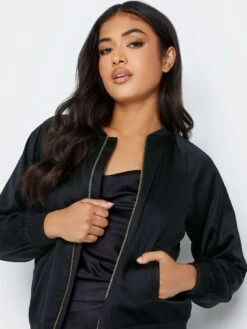 PixieGirl Petite Satin Bomber Jacket - Black -RIVE IS Clothing Shop VQL7O SQ4 0000000004 BLACK MDd