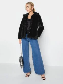 PixieGirl Petite Plush Faux Fur Coat - Black -RIVE IS Clothing Shop VQL8Q SQ3 0000000004 BLACK MDo