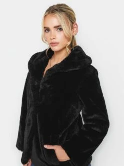 PixieGirl Petite Plush Faux Fur Coat - Black -RIVE IS Clothing Shop VQL8Q SQ4 0000000004 BLACK MDd