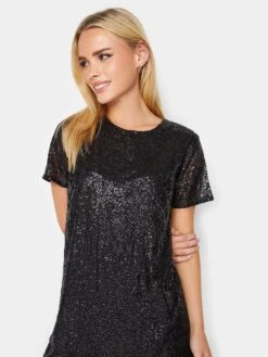 PixieGirl Petite Sequin T Shirt Dress - Black -RIVE IS Clothing Shop VQL8Y SQ4 0000000004 BLACK MDd