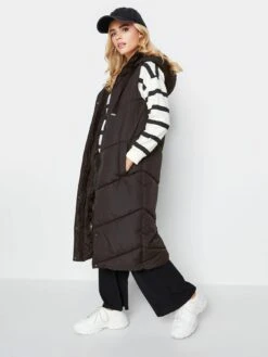 PixieGirl Petite Chevron Padded Gilet - Black