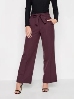 PixieGirl Petite Belted Wide Leg Trouser - Red