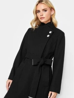 PixieGirl Petite Black Wrap Belted Coat -RIVE IS Clothing Shop VQL9A SQ4 0000000004 BLACK MDd