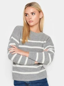 PixieGirl Petite Neutral Stripe Crew Nk Jumper