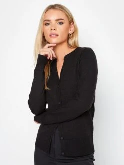 PixieGirl Petite Crew Neck Button Cardigan - Black -RIVE IS Clothing Shop VQL9J SQ4 0000000004 BLACK MDd