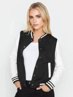 PixieGirl Petite Varsity Bomber Jacket - Black