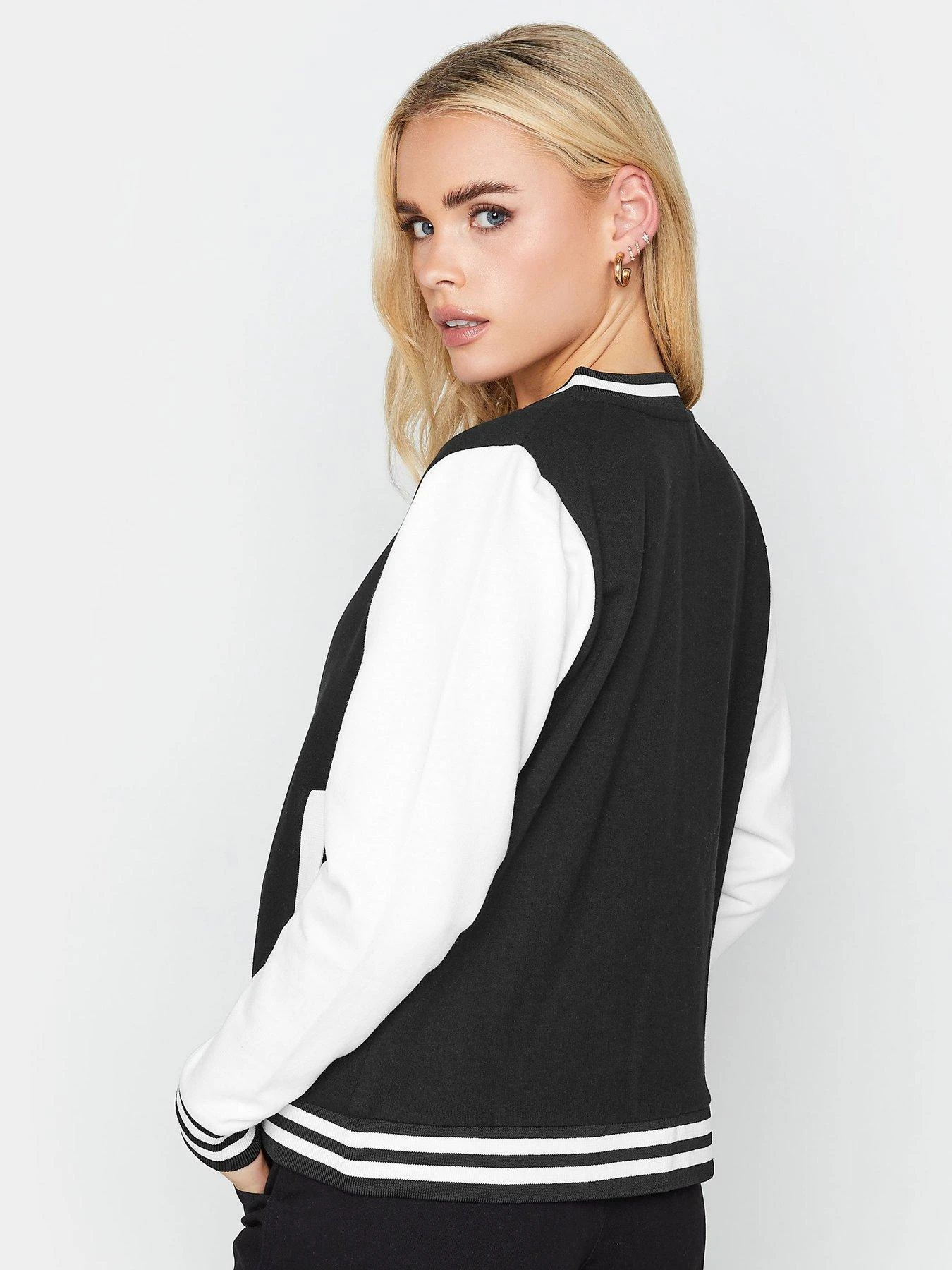 PixieGirl Petite Varsity Bomber Jacket - Black 4 PixieGirl Petite Varsity Bomber Jacket - Black - Image 2